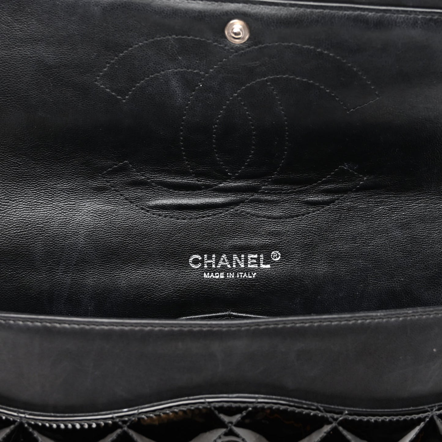 Patent Quilted Jumbo Double Flap Black