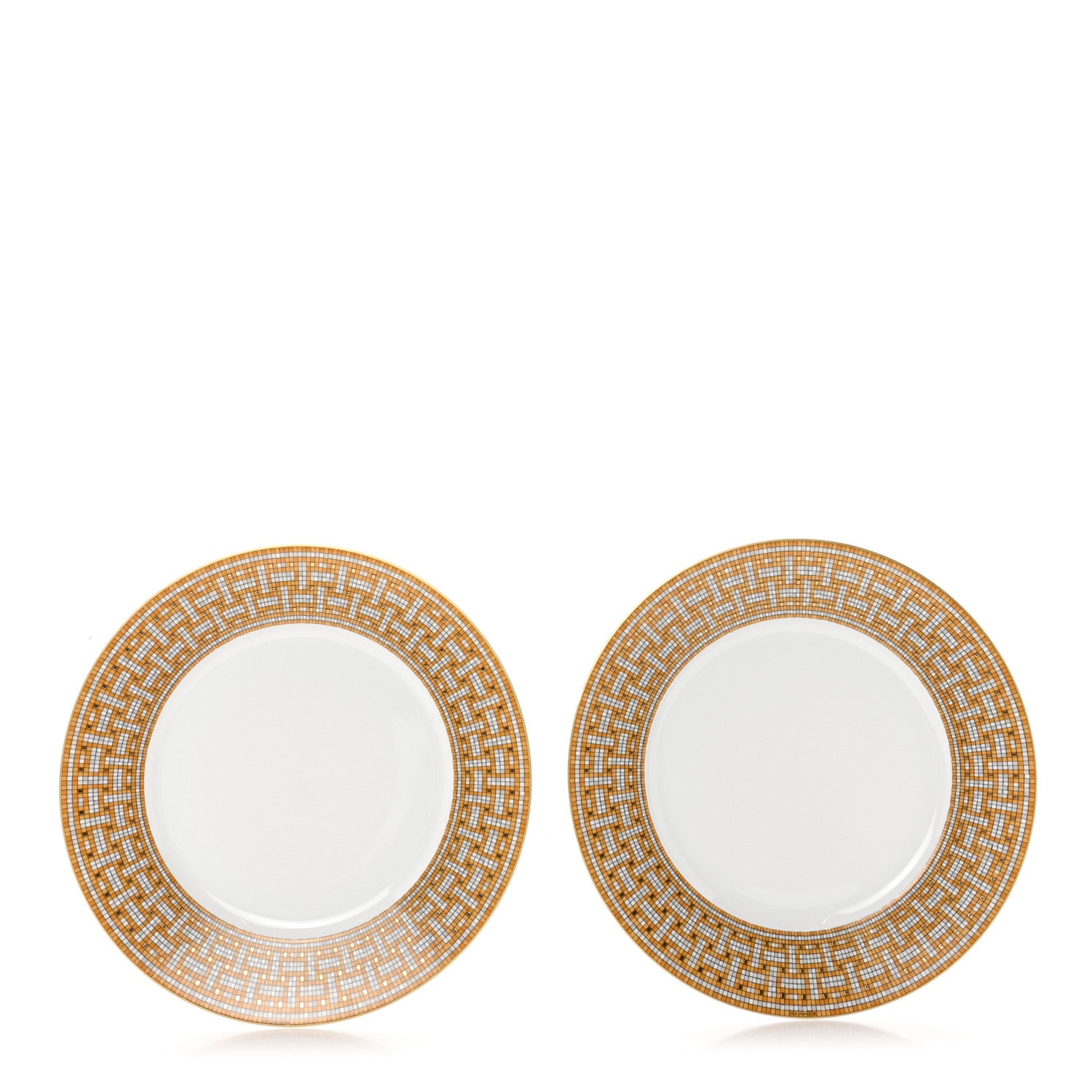 Hermes Porcelain Mosaique Au 24 Gold Dinner Plate Set of 2 1 of 5
