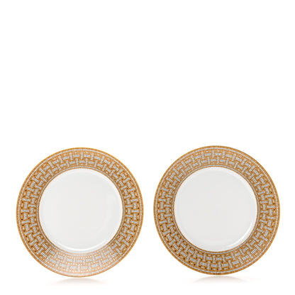 Hermes Porcelain Mosaique Au 24 Gold Dinner Plate Set of 2 1 of 5