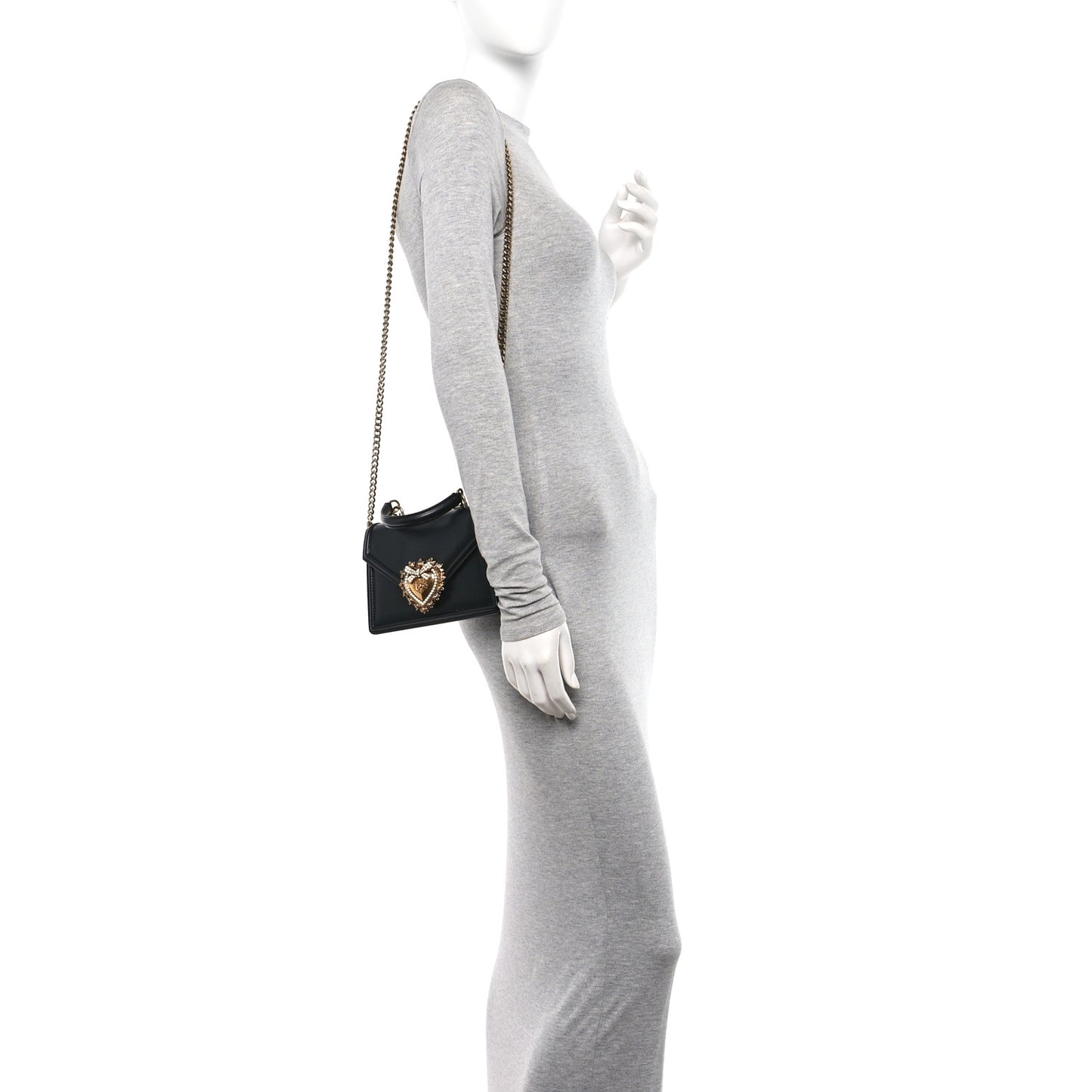 Smooth Calfskin Small Devotion Envelope Top Handle Bag Black