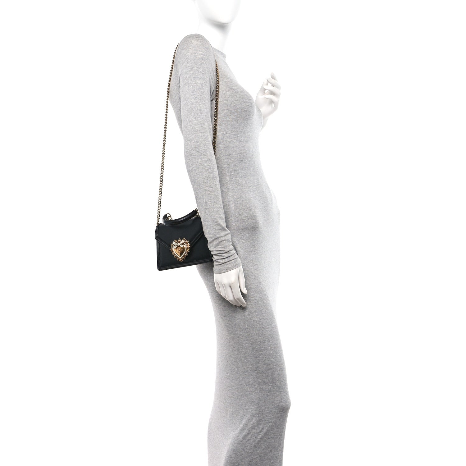 Dolce & Gabbana Smooth Calfskin Small Devotion Envelope Top Handle Bag Black 2 of 10