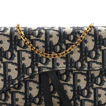 Christian Dior Oblique Saddle Chain Long Wallet Blue 9 of 13