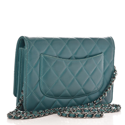 Chanel Lambskin Quilted Wallet On Chain WOC Blue 3 of 11