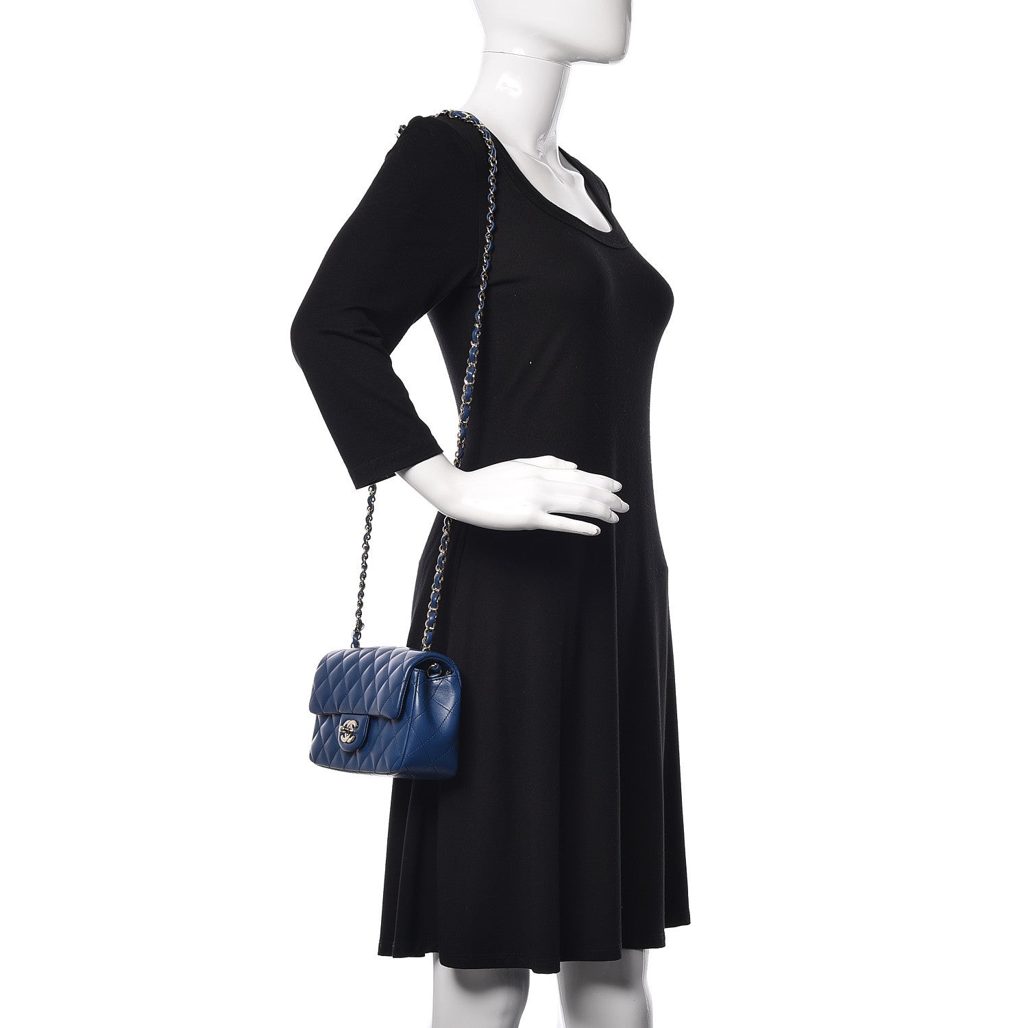 Chanel Lambskin Quilted Mini Rectangular Flap Blue 2 of 12