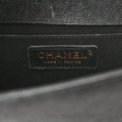 Chanel Iridescent Caviar Chevron Quilted Small Boy Flap Black 6 of 10