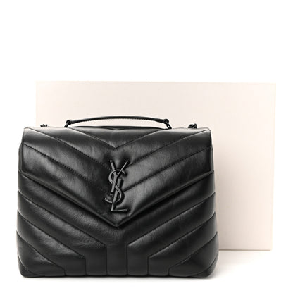 Saint Laurent Calfskin Y Quilted Monogram Monochrome Small Loulou Chain Satchel Black 10 of 10