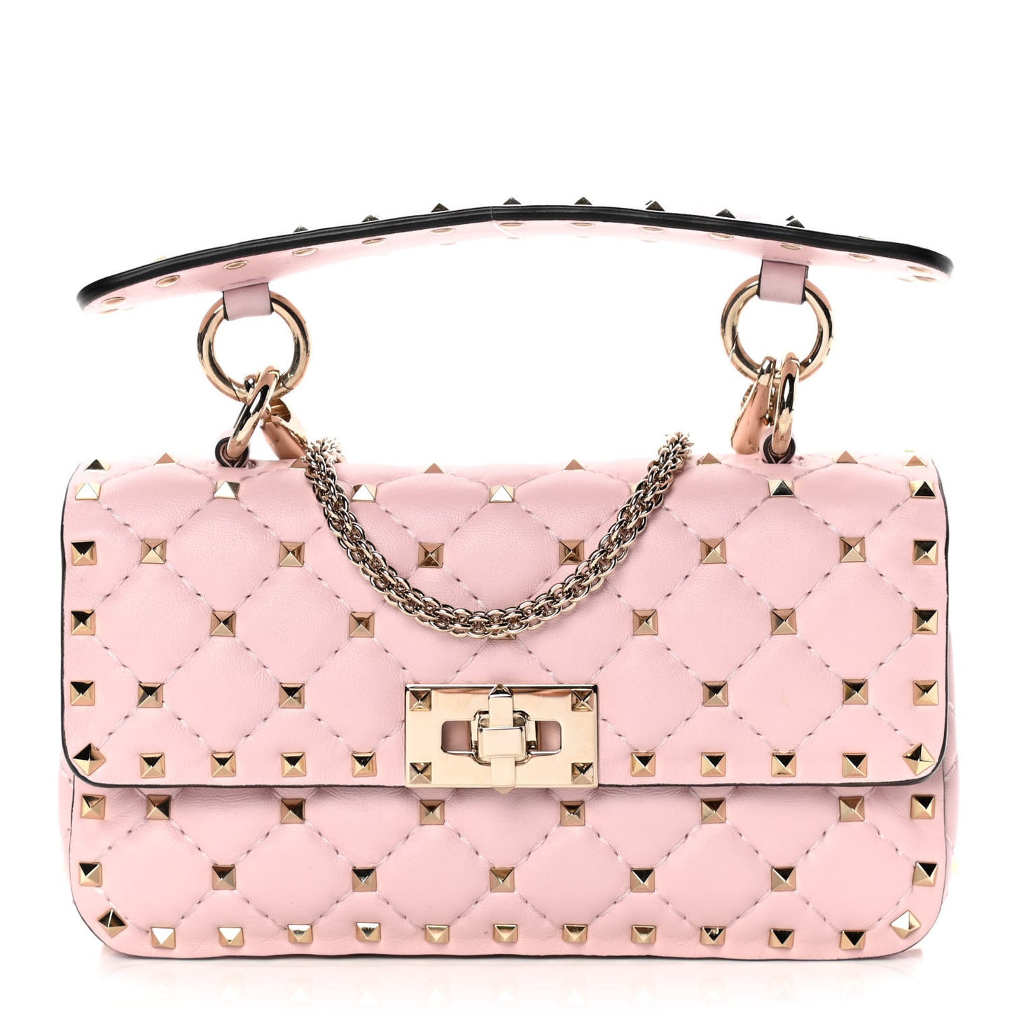 Nappa Small Rockstud Spike Shoulder Bag Water Rose