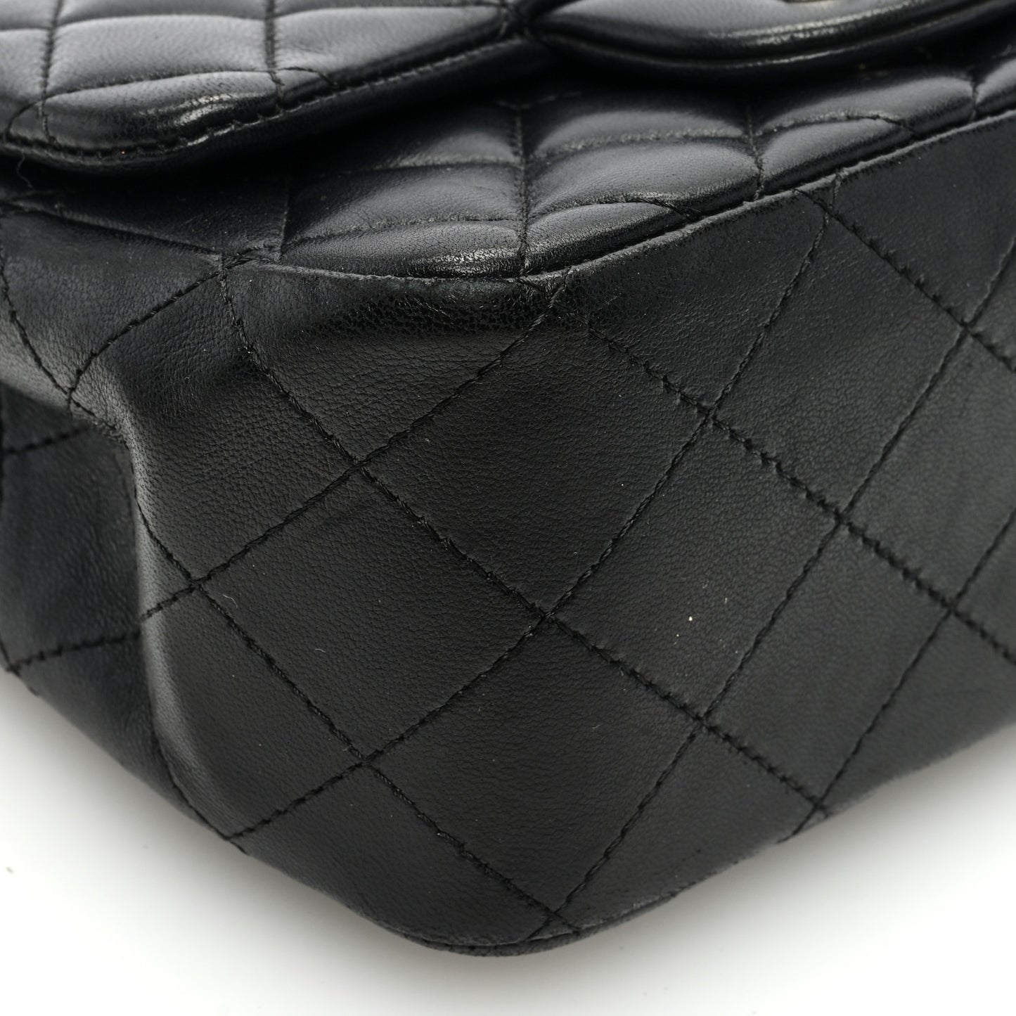 Lambskin Quilted Mini Square Flap Black