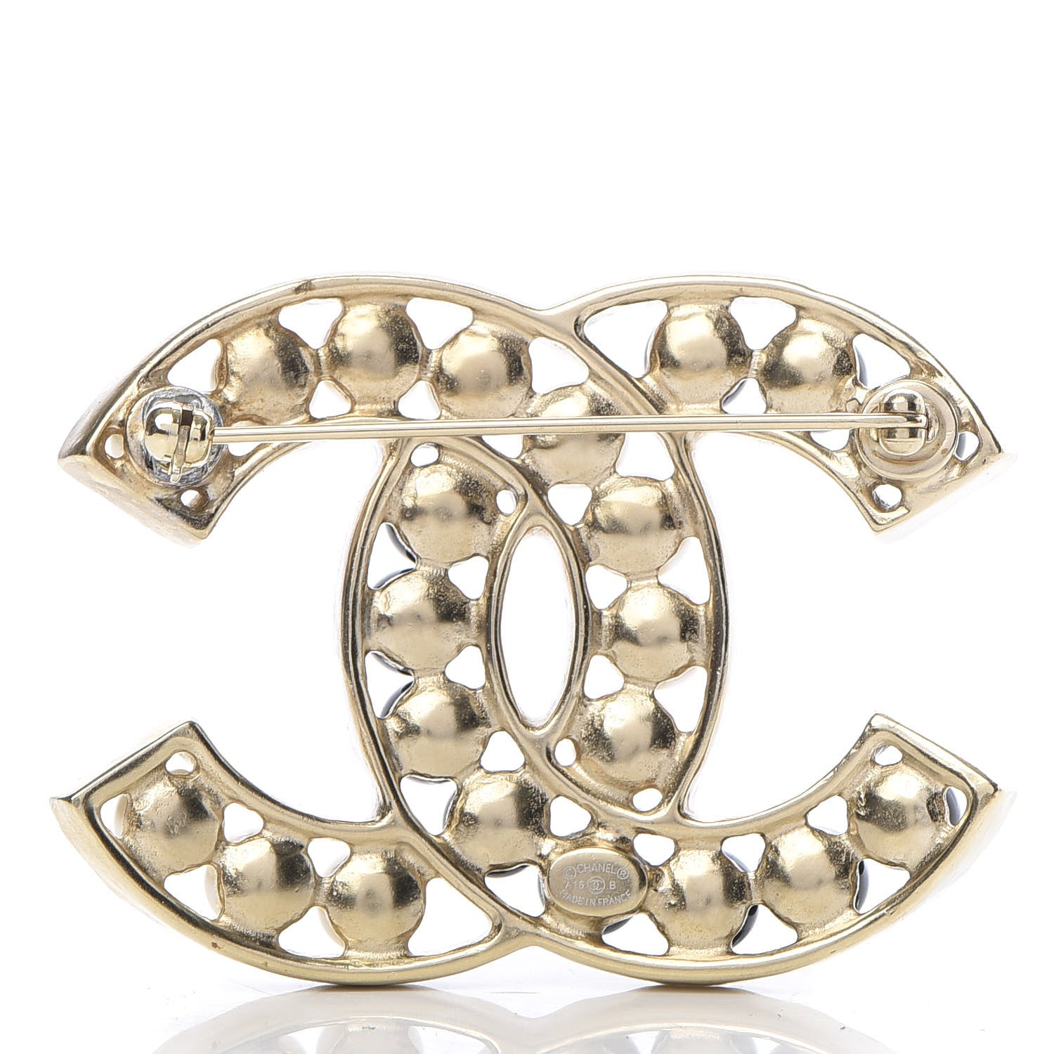 Chanel Pearl CC Brooch Black Gold 3 of 5