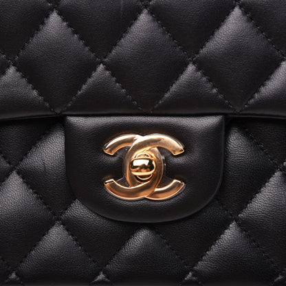 Chanel Lambskin Quilted Medium Double Flap Black 14 of 18