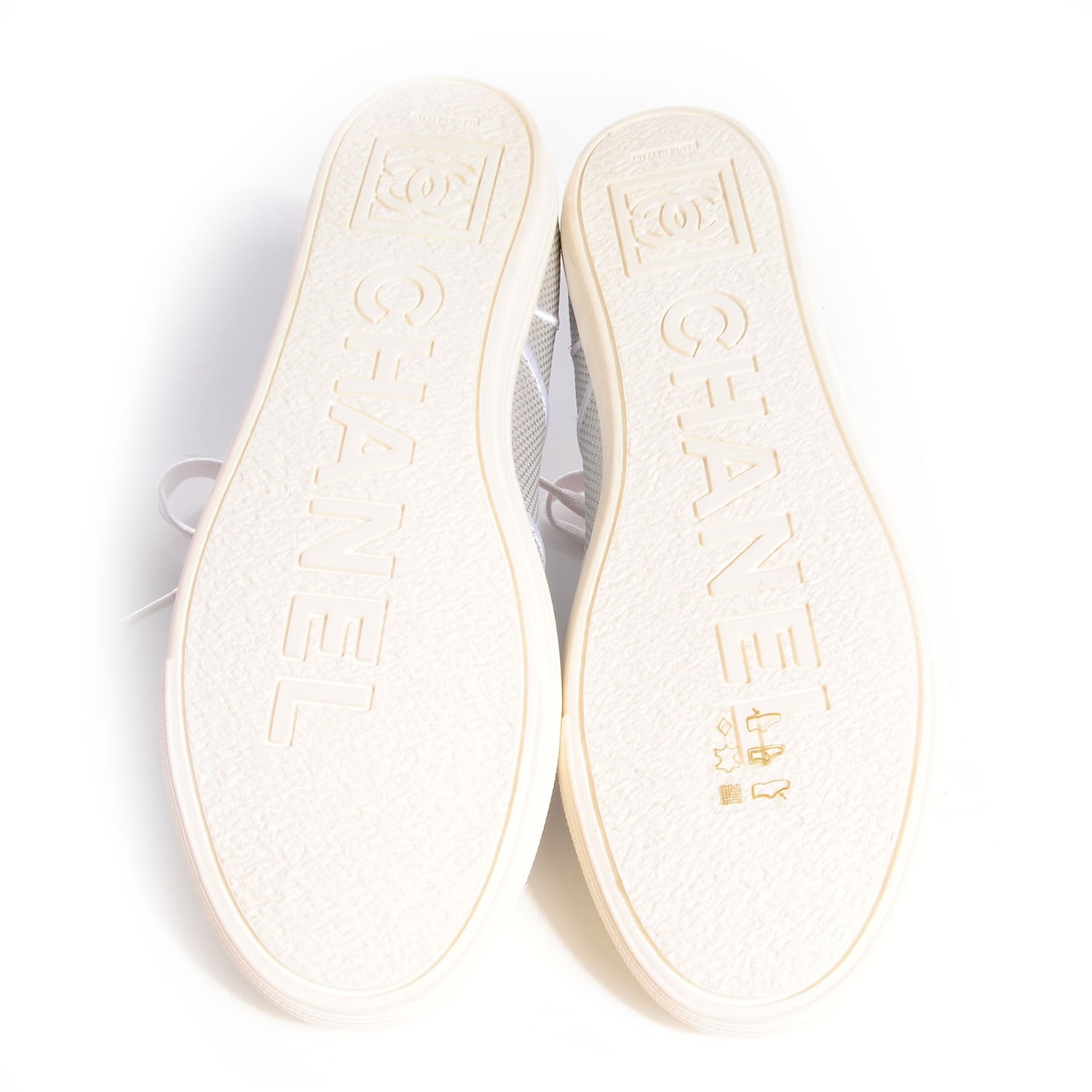 Chanel Canvas CC Tennis Shoes 38.5 Metallic Silver 5 of 7