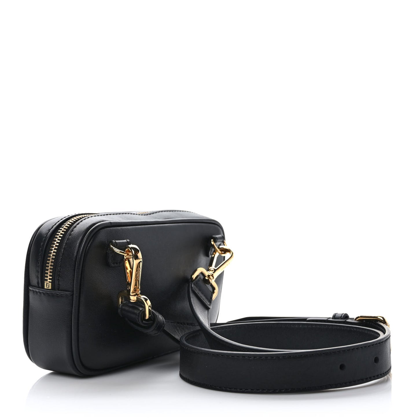 X VERSACE Vitello Cover Fendace Medusa Small Camera Case Black Gold