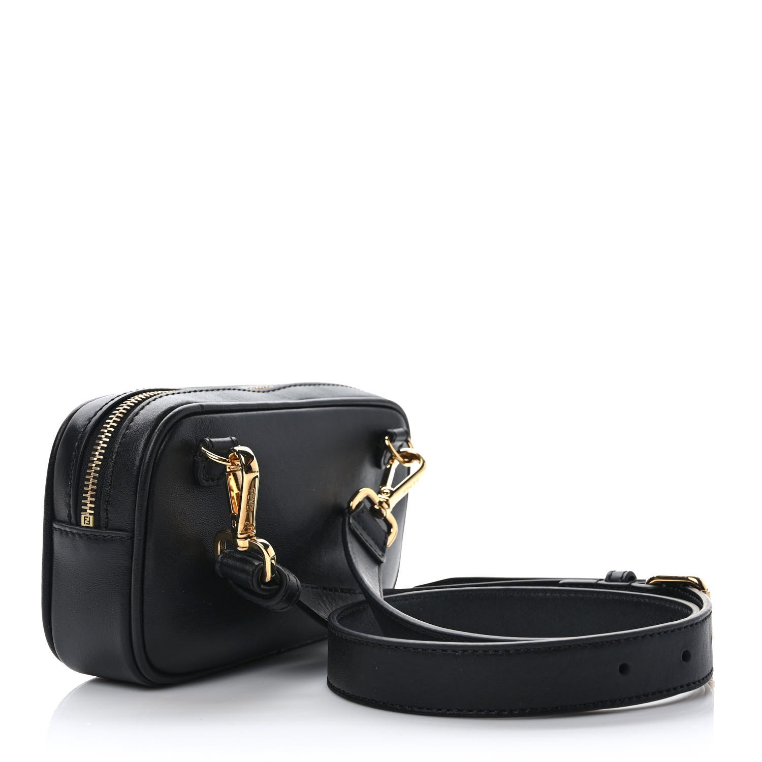 Fendi X VERSACE Vitello Cover Fendace Medusa Small Camera Case Black Gold 3 of 9