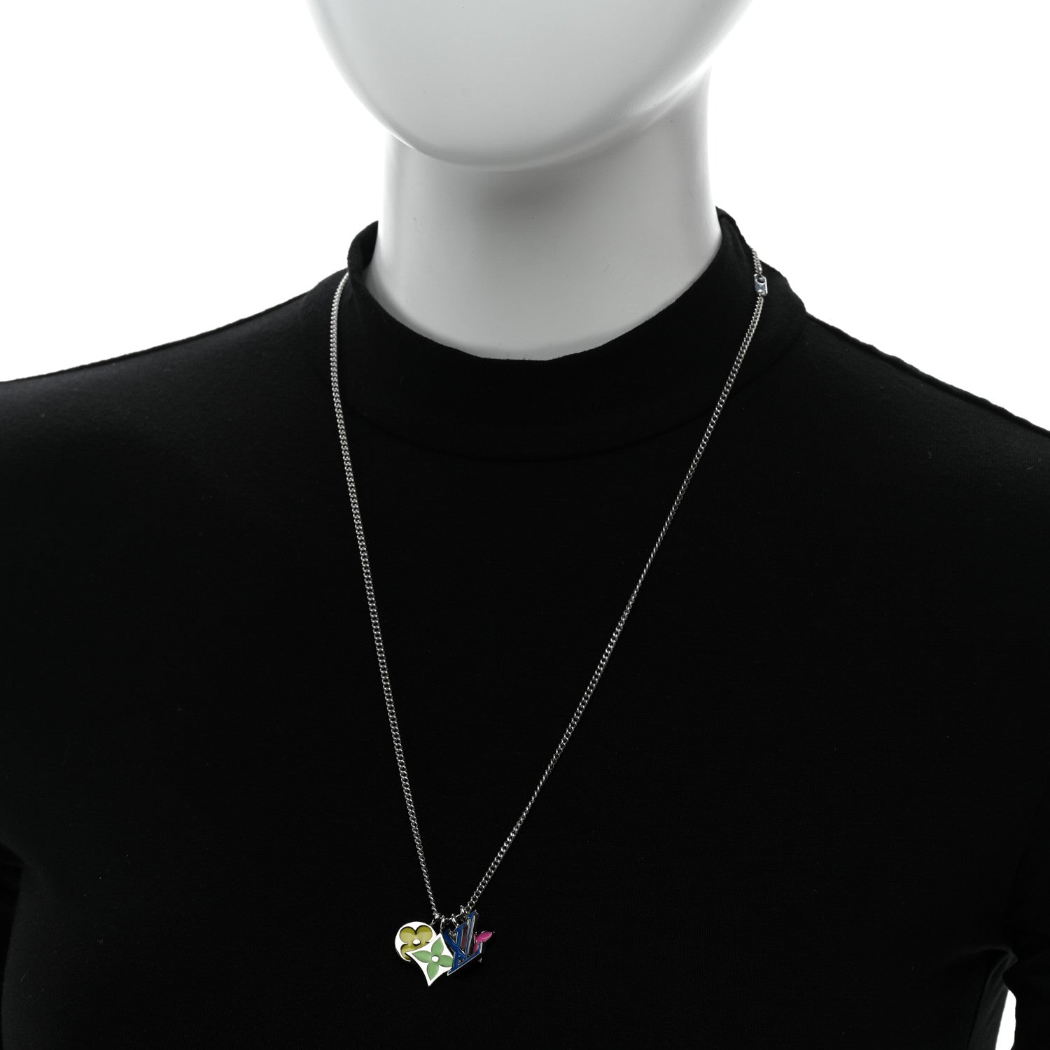 Louis Vuitton Metal LV Instinct Necklace Silver Multicolor 2 of 9