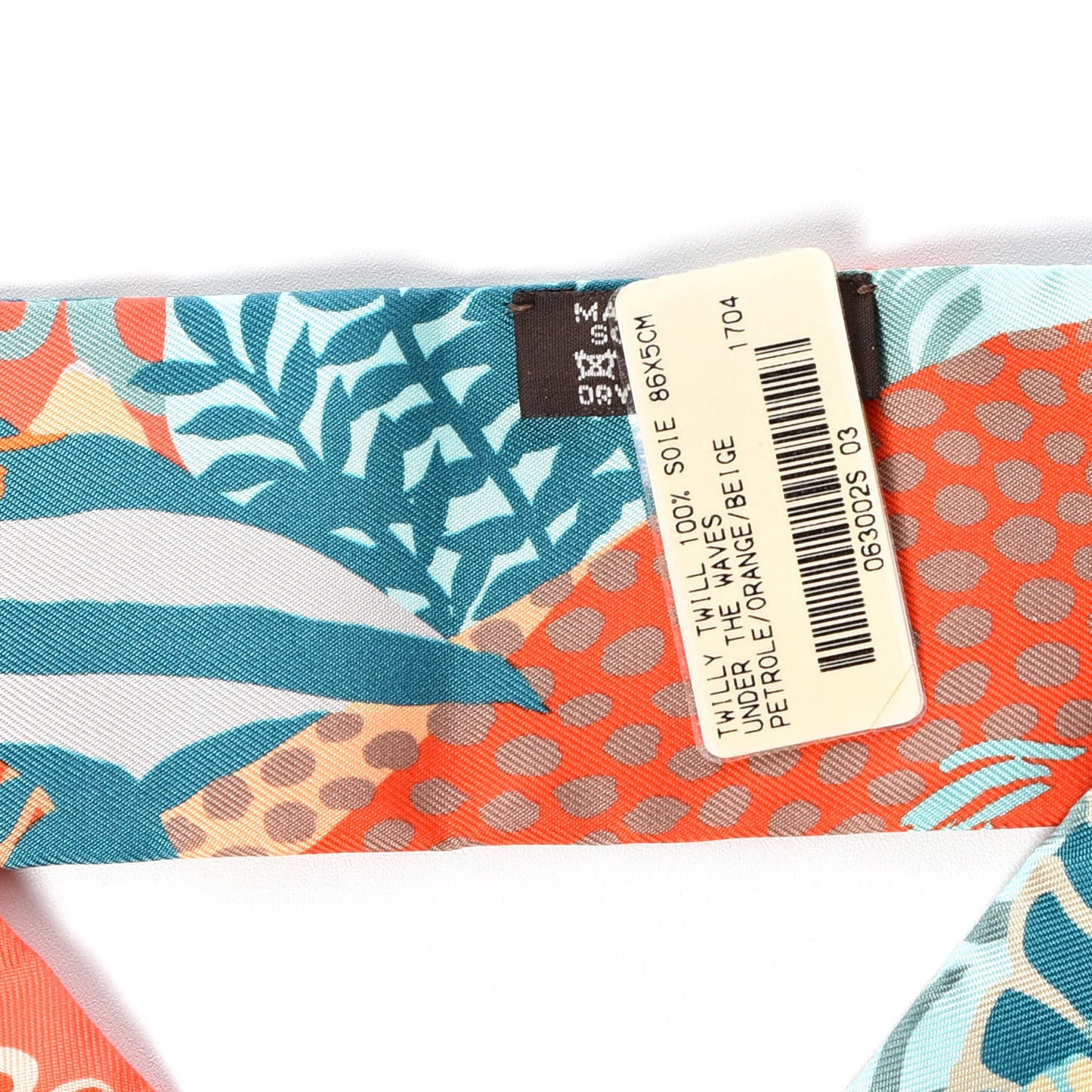 Silk Under The Waves Twilly Petrole Orange Beige