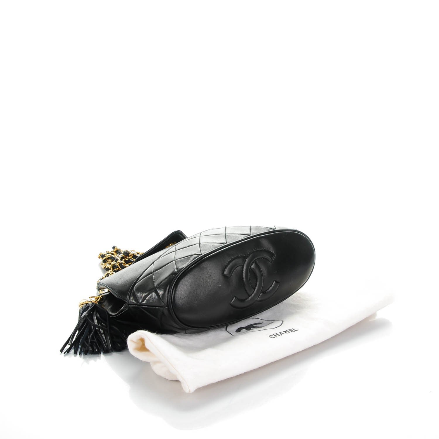 Chanel Lambskin Quilted Tassel Shoulder Bag Black 3 of 7