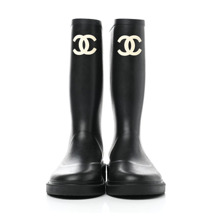 Chanel Caoutchouk CC High Boots 38 Black 2 of 8