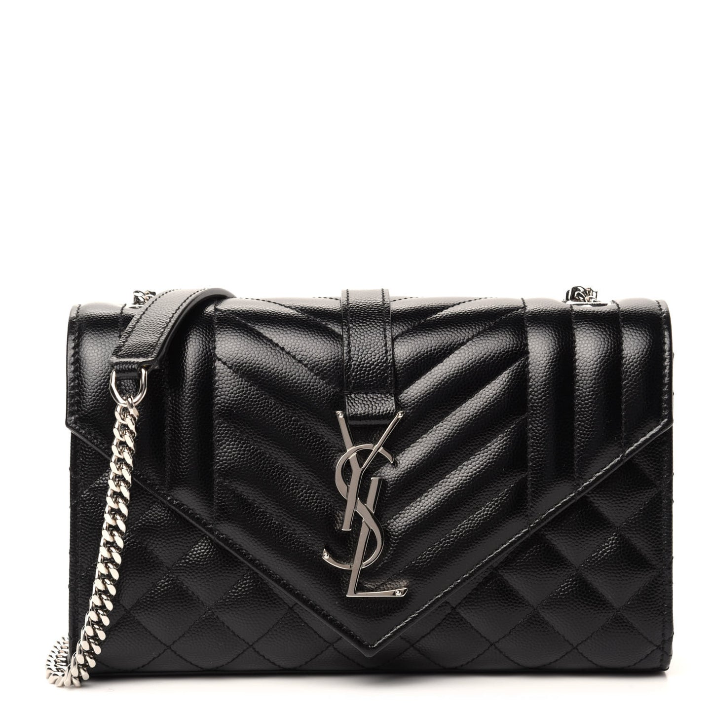 Grain De Poudre Textured Mixed Matelasse Triquilt Small Monogram Satchel Black