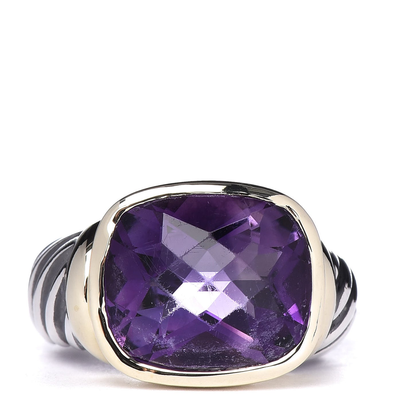 Sterling Silver 14K Yellow Gold Amethyst Noblesse Ring 56 7.5