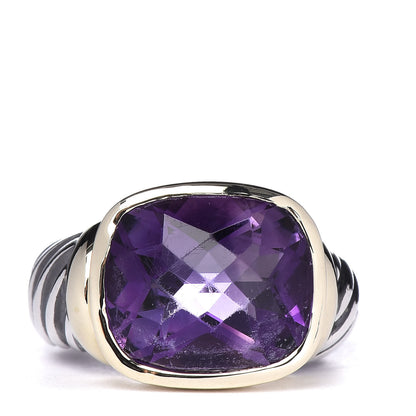 David Yurman Sterling Silver 14K Yellow Gold Amethyst Noblesse Ring 56 7.5 1 of 5