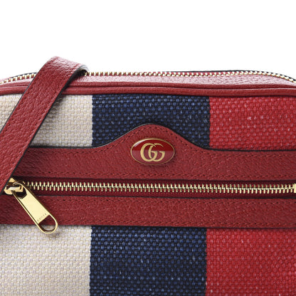 Gucci Canvas Sylvie Stripe Mini Ophidia Camera Bag Mystic White Hibiscus Red Maritime 9 of 9