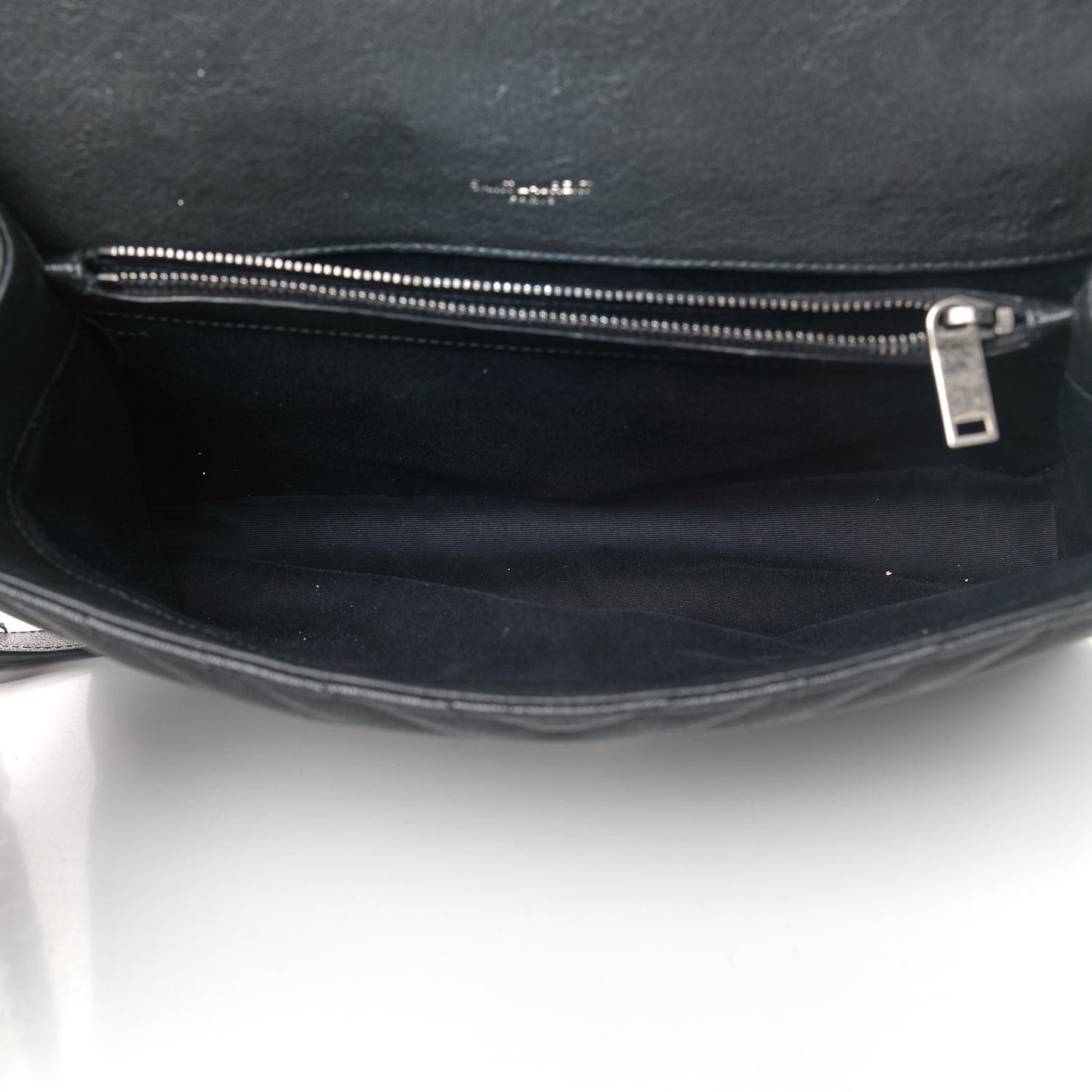 Sheepskin Matelasse Chevron Monogram Large College Satchel Black