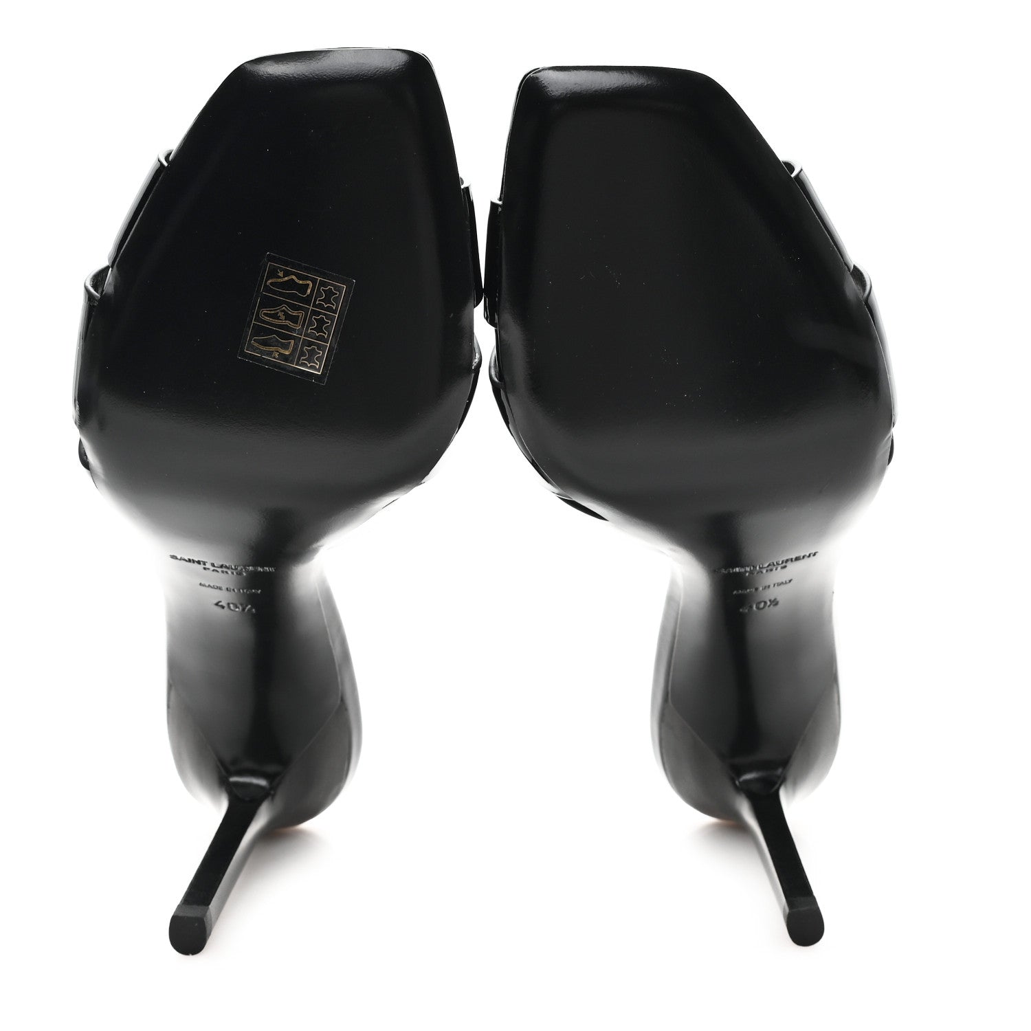 Saint Laurent Patent Calfskin Tribute 85 Slide Sandals 40.5 Black 6 of 10