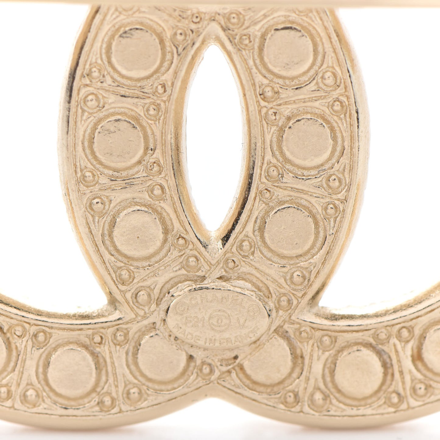 Pearl Crystal CC Brooch Gold