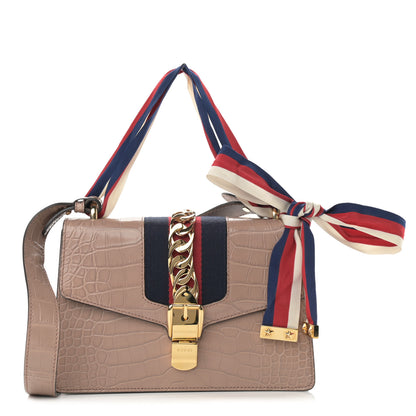 Gucci Alligator Small Sylvie Shoulder Bag Beige 1 of 11
