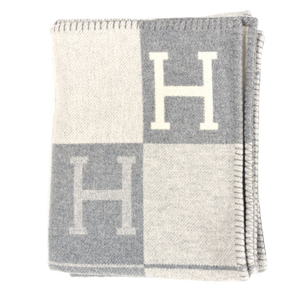 Hermes Wool Cashmere Avalon III Blanket Ecru Gris Clair 1 of 3