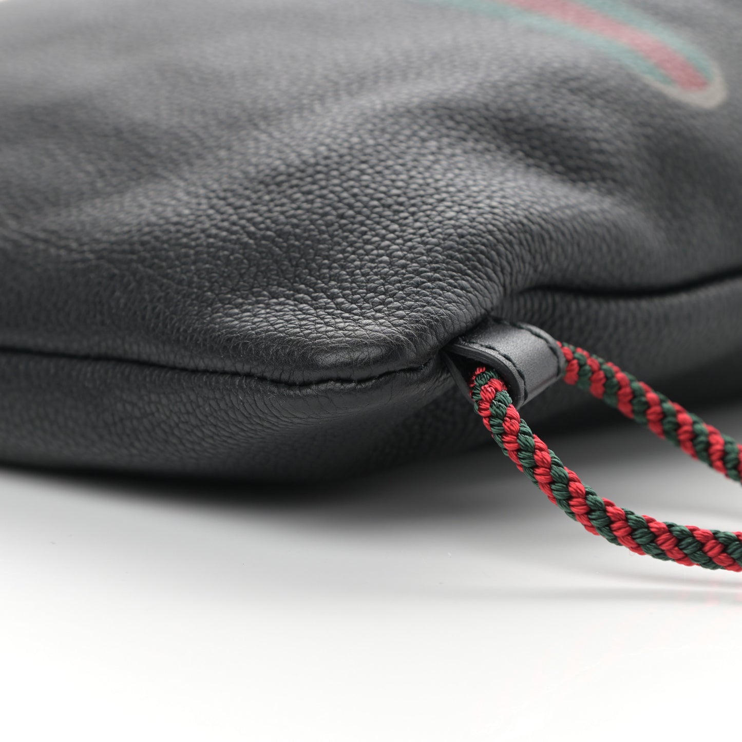 Calfskin Logo Drawstring Backpack Black