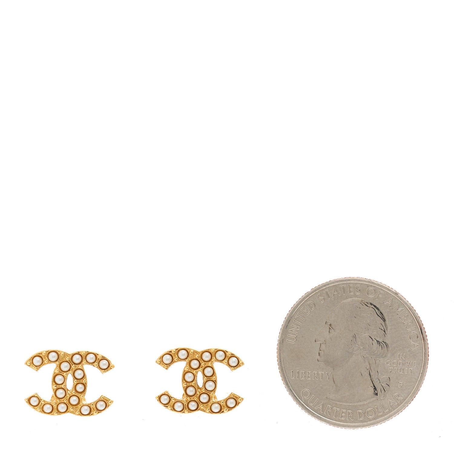Chanel Pearl Studded CC Earrings Gold 2 of 5