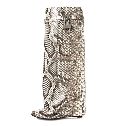 Givenchy Snakeskin Shark Lock Pant Boots 41 Grey Natural 1 of 10