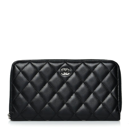 Chanel Lambskin Quilted Large Gusset Zip Around Wallet Black 1 of 10