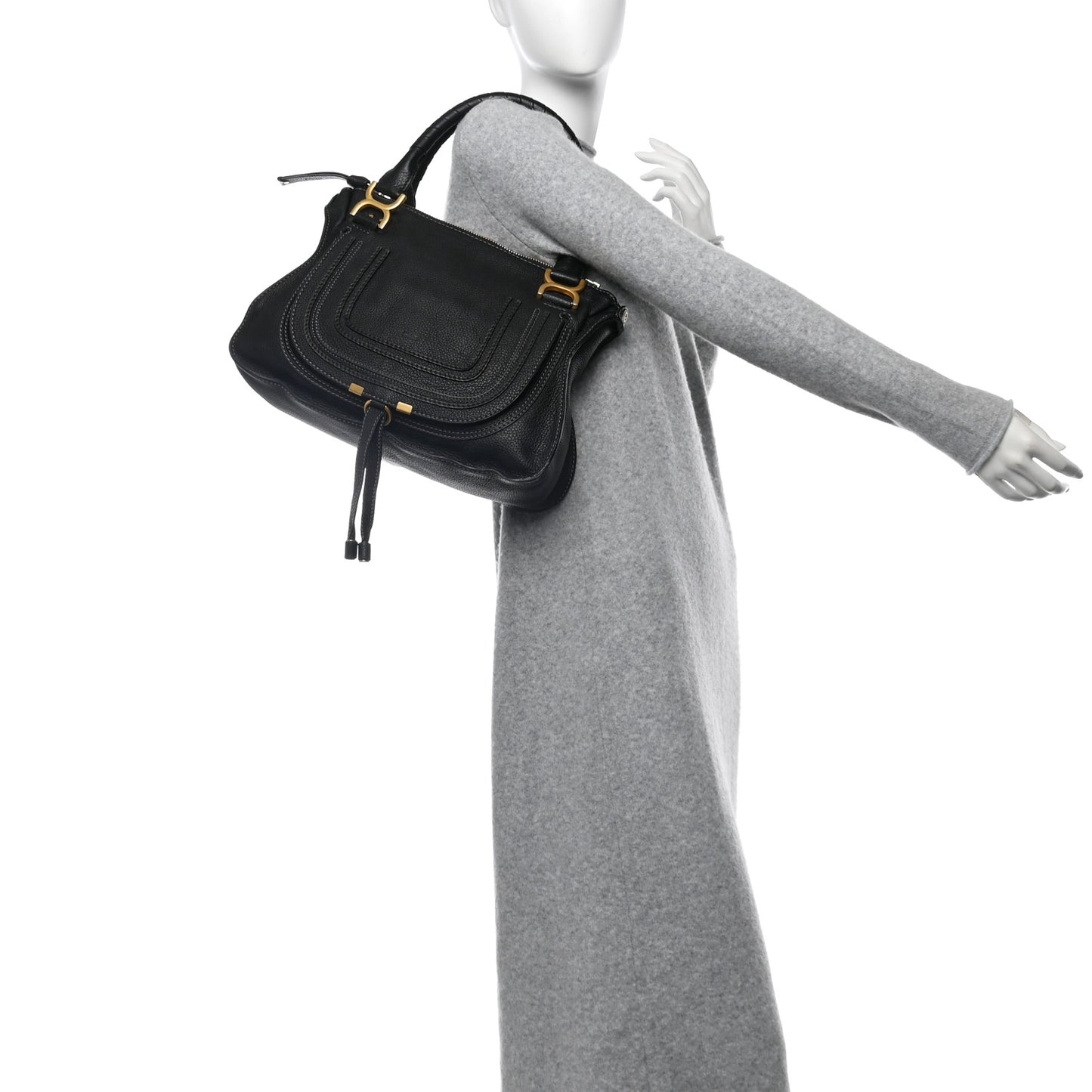 Calfskin Medium Marcie Satchel Black