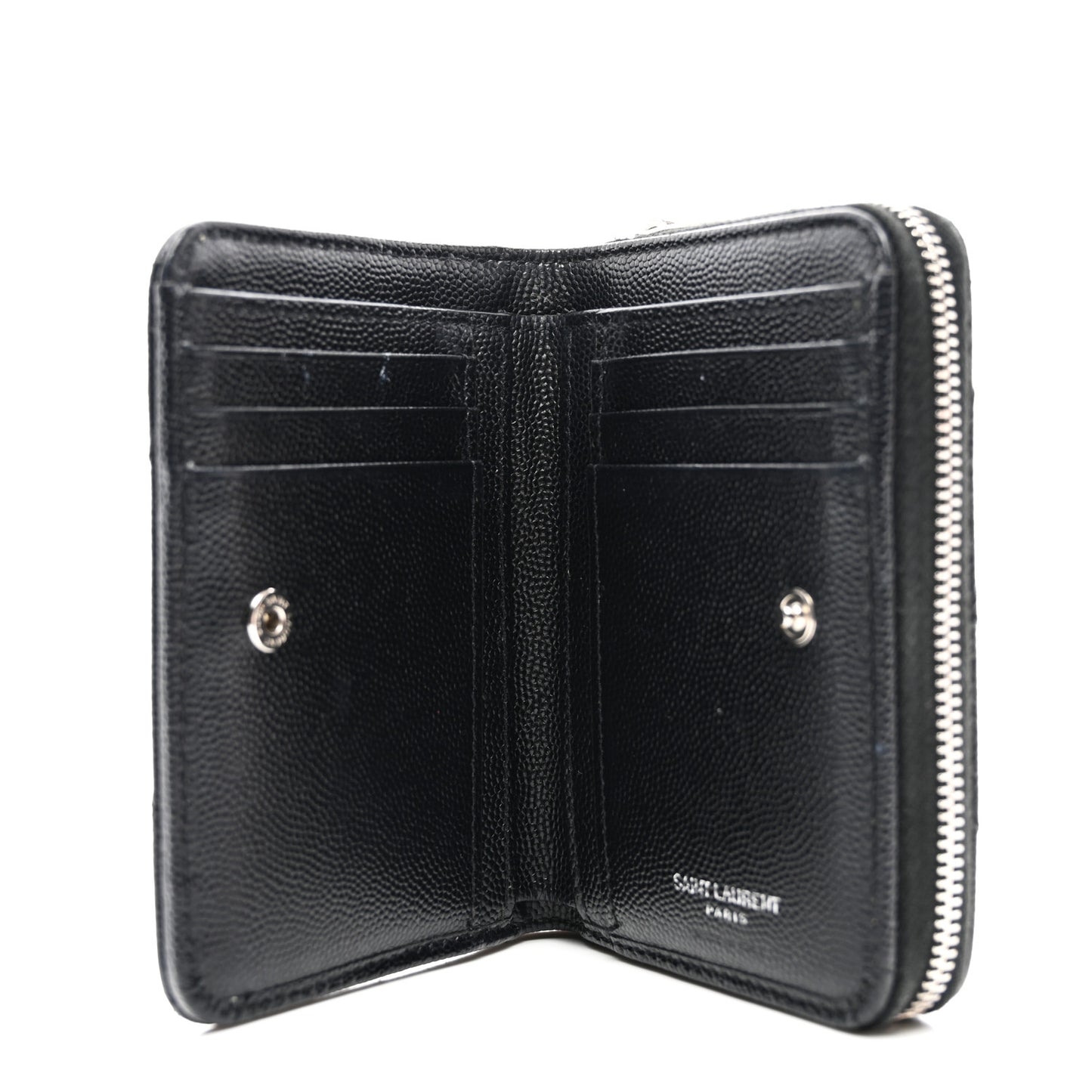 Grain De Poudre Matelasse Chevron Monogram Compact Zip Around Wallet Black