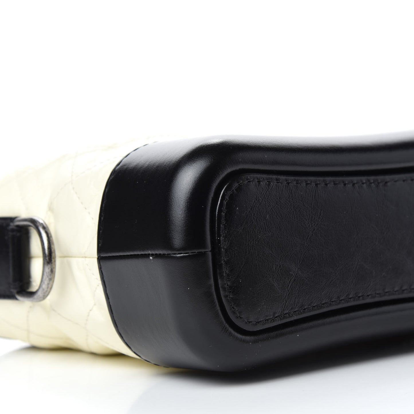 Aged Calfskin Quilted Small Gabrielle Hobo Black White