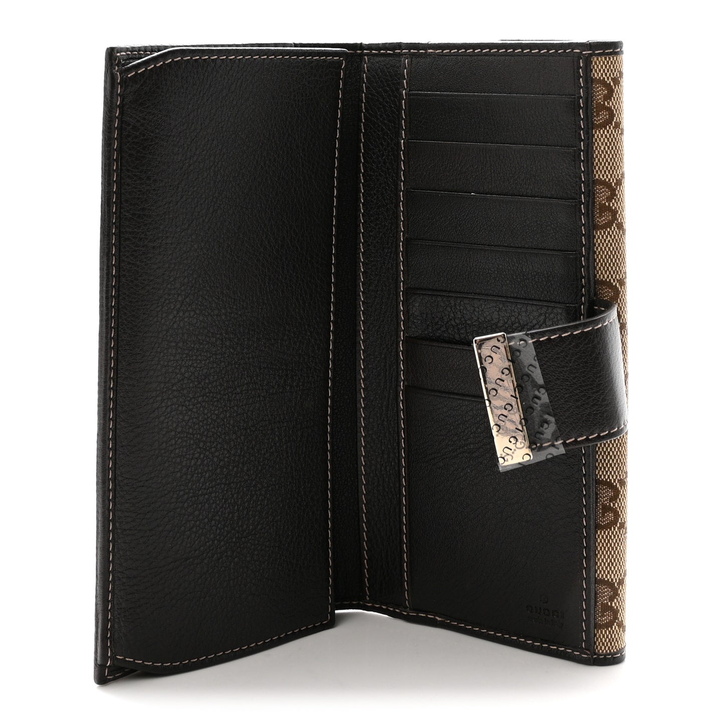 GG Plus Monogram Icon Bar Continental Flap Wallet Dark Brown