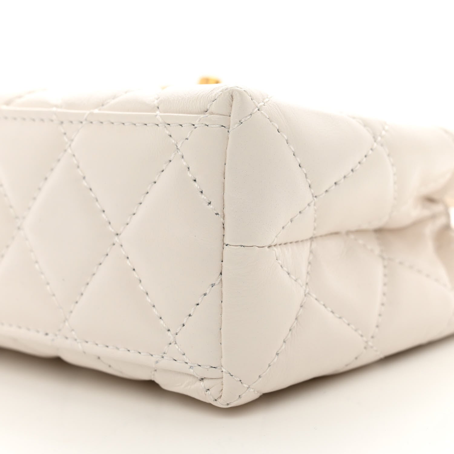 Chanel Shiny Aged Calfskin Quilted Nano Kelly Shopper White 10 of 11