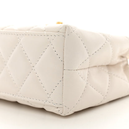 Chanel Shiny Aged Calfskin Quilted Nano Kelly Shopper White 10 of 11
