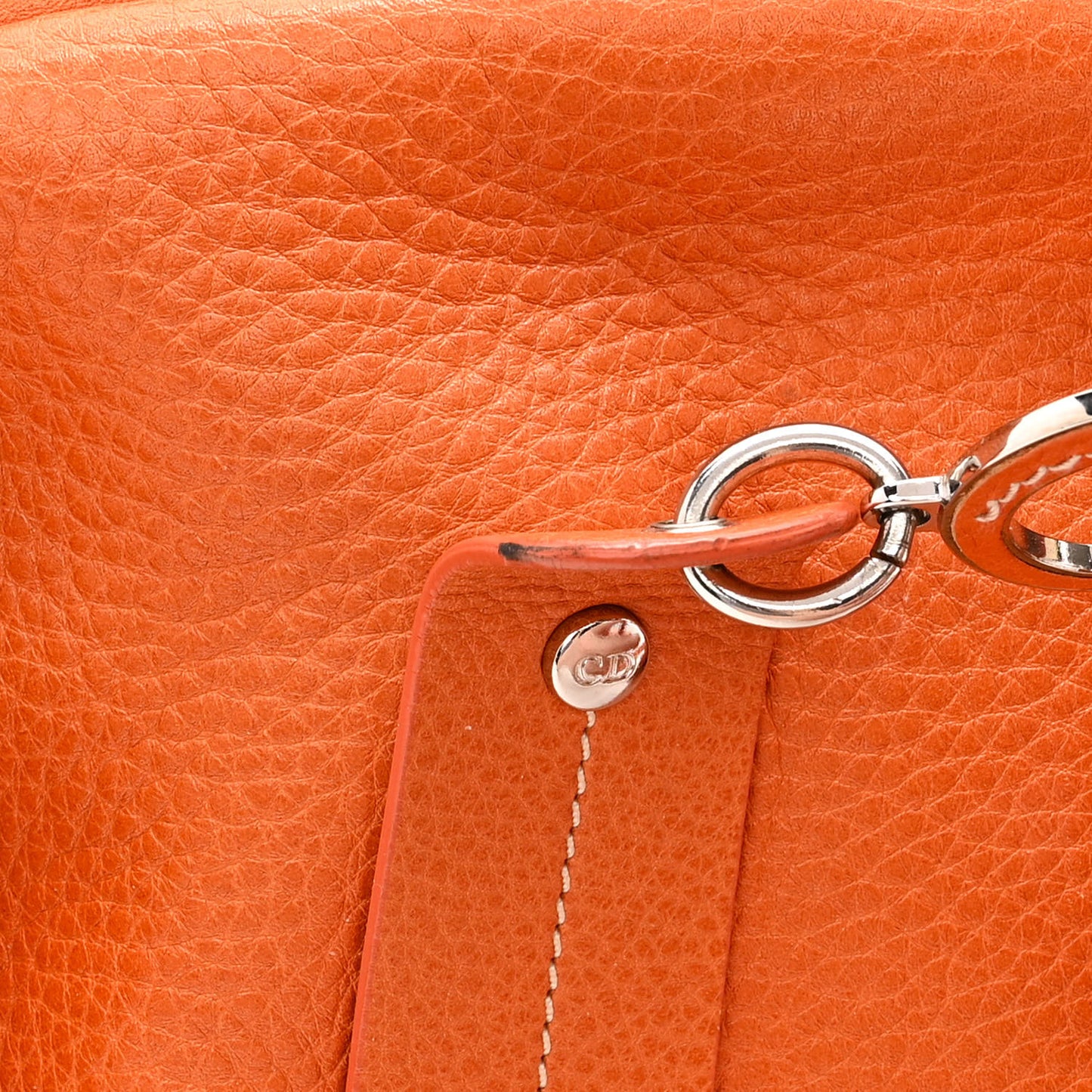 Grained Calfskin Frame Satchel Orange