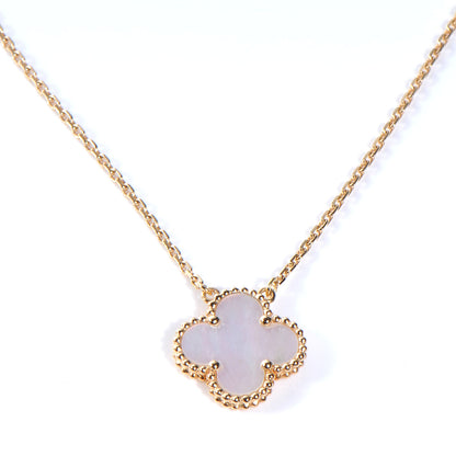 Van Cleef & Arpels 18K Yellow Gold Mother of Pearl Vintage Alhambra Pendant Necklace 1 of 7