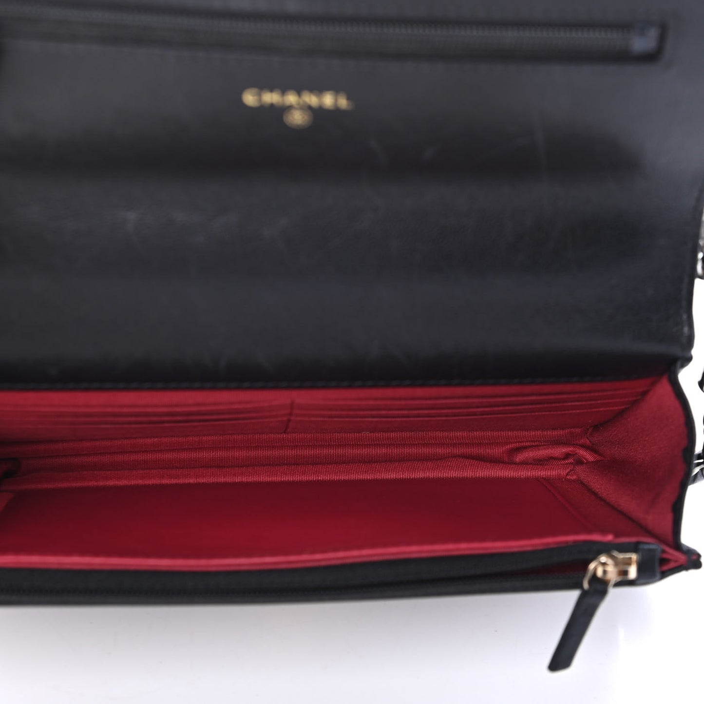 Shiny Goatskin Quilted Chanel 19 Wallet On Chain WOC Black