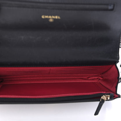 Chanel Shiny Goatskin Quilted Chanel 19 Wallet On Chain WOC Black 4 of 4