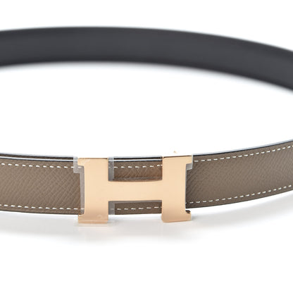 Hermes Swift Epsom 24mm Mini Constance H Belt 75 Black Etoupe 4 of 6