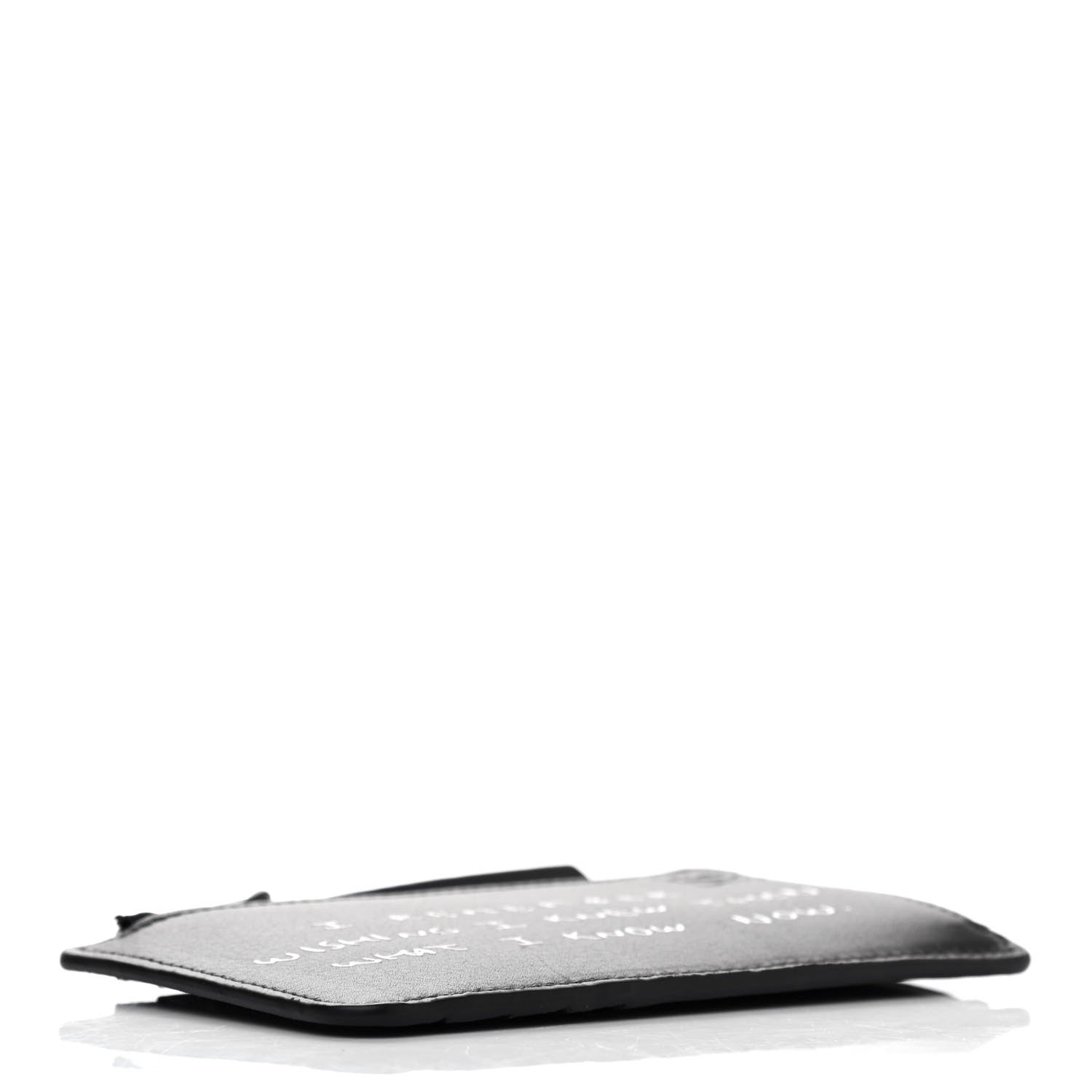 Loewe Calfskin Words Coin Card Holder Black 3 of 4