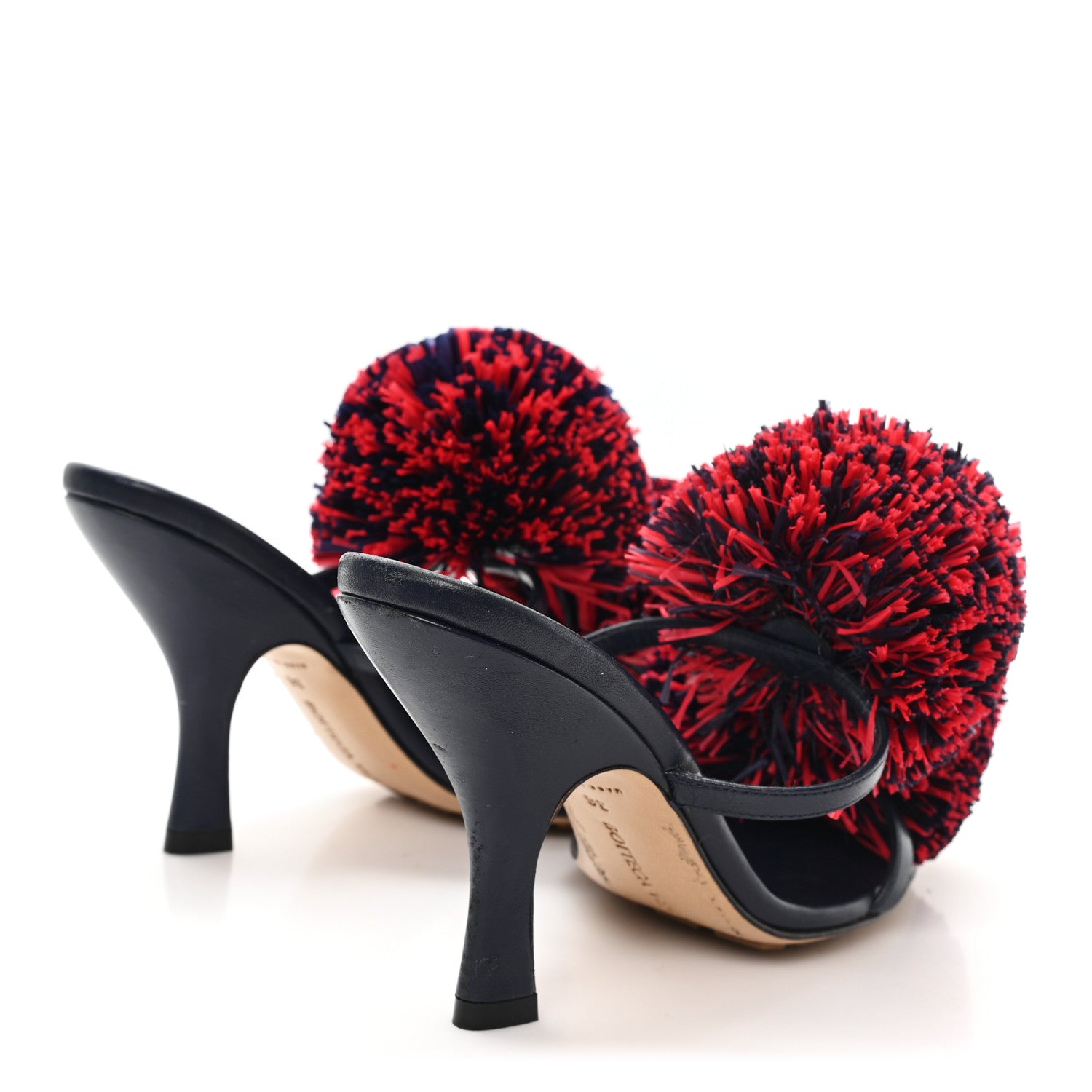 Bottega Veneta Calfskin Pom Slide Sandals 36 Navy Red 5 of 9