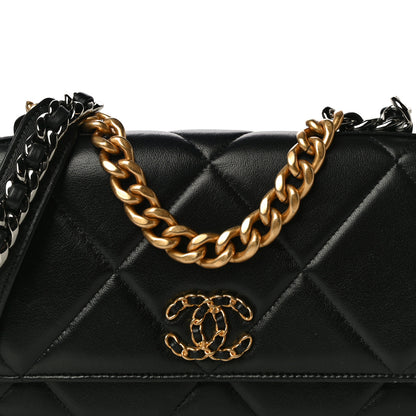 Chanel Lambskin Quilted Chanel 19 Wallet On Chain WOC Black 9 of 15
