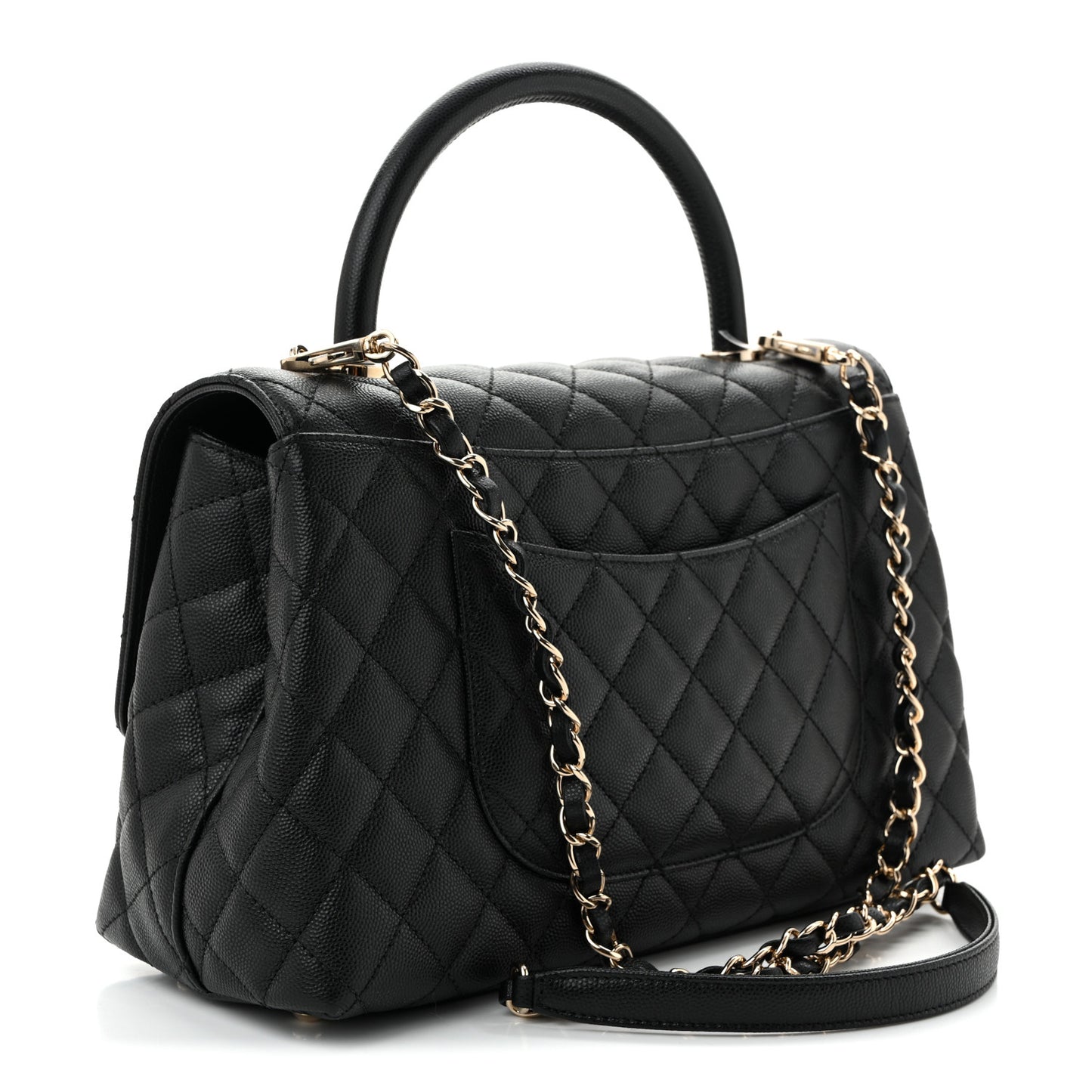 Caviar Quilted Small Coco Handle Flap Black