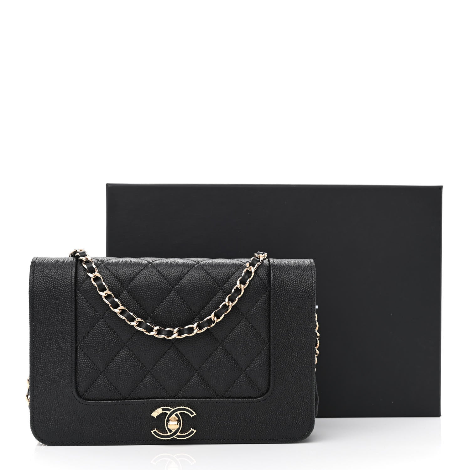 Chanel Caviar Quilted Vintage Mademoiselle Wallet On Chain WOC Black 14 of 14